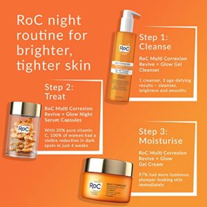 RoC Multi Correxion Revive + Glow 20% Pure Vitamin C Night Serum Capsules for Brightening, Dark Spots, and Texture