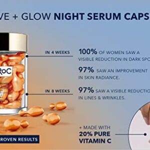 RoC Multi Correxion Revive + Glow 20% Pure Vitamin C Night Serum Capsules for Brightening, Dark Spots, and Texture