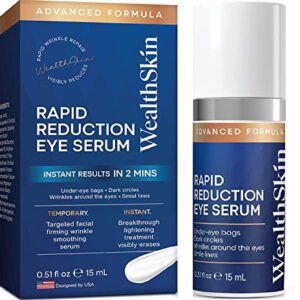 WealthSkin Rapid Reduction Eye Serum, Advanced Formula Under Eye Cream for Dark Circles and Puffiness - Anti Aging Serum Skin Tightening Cream Firms and Lifts to Visibly and Instantly Reduce Appearance of Wrinkles in 120 Seconds 0.5 fl.oz(15 ml)