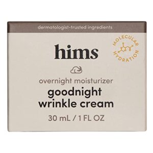 hims goodnight wrinkle cream for men – fine lines, puffiness, dark eye circles – caffeine, hyaluronic acid, night cream, almond scent – vegan, cruelty-free, no parabens – (1oz)