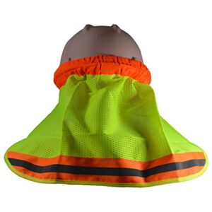 petra roc hns-l high visibility neck sun shield for hard hats, lime, one size, lime/orange