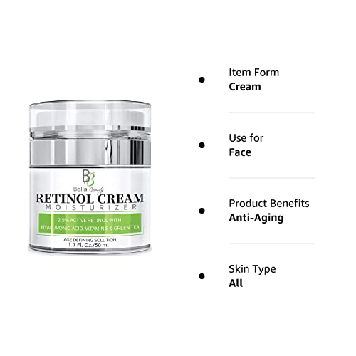 Retinol Moisturizer Anti Aging Cream for Face and Eye Area - With Hyaluronic Acid - 2.5% Active Retinol - Vitamin E - Reduce Appearance of Wrinkles and Fine lines - Best Day and Night Face Cream