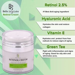 Retinol Moisturizer Anti Aging Cream for Face and Eye Area - With Hyaluronic Acid - 2.5% Active Retinol - Vitamin E - Reduce Appearance of Wrinkles and Fine lines - Best Day and Night Face Cream