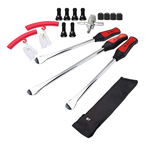 Dr.Roc Tire Spoons Lever Motorcycle Dirt Bike Lawn Mower Tire Changing Tools with Bag 1x14.5 inch 2x11 inch Tire Irons 2X Rim Protectors 1x Valve Stems Set TR412 TR413