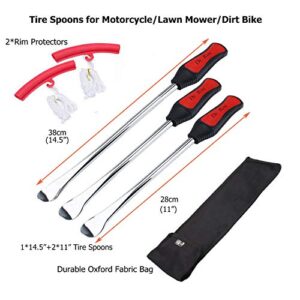 Dr.Roc Tire Spoons Lever Motorcycle Dirt Bike Lawn Mower Tire Changing Tools with Bag 1x14.5 inch 2x11 inch Tire Irons 2X Rim Protectors 1x Valve Stems Set TR412 TR413