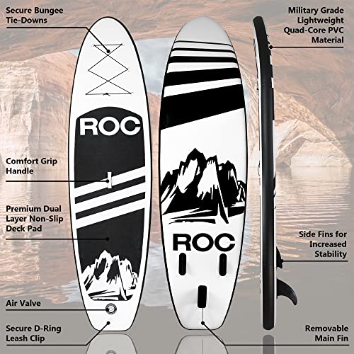 Roc Inflatable Stand Up Paddle Boards with Premium SUP Paddle Board Accessories, Wide Stable Design, Non-Slip Comfort Deck for Youth & Adults