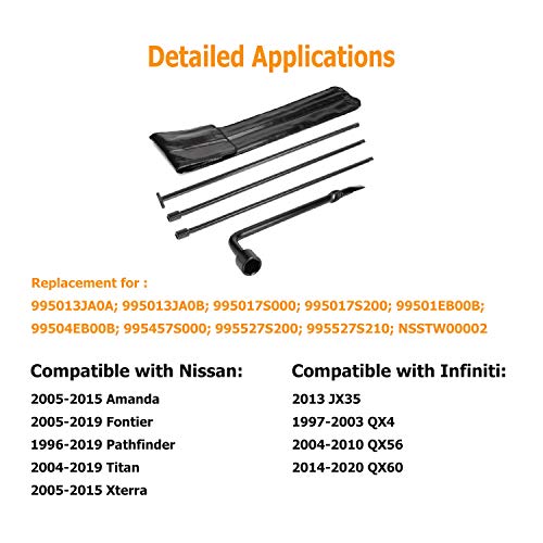 Dr.Roc Compatible with Spare Tire Tool Kit with Bag 2005-2019 Nissan Frontier Titan Pathfinder 2005-2015 Amanda Xterra and Infiniti 2013-2020 Select Models