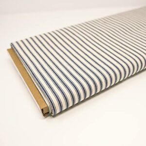 roc-lon 44/45″ 100% cotton woven ticking, cut by yard, stripe navy