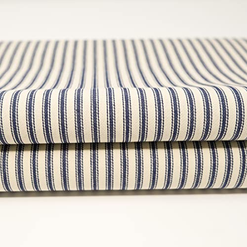 Roc-Lon 44/45" 100% Cotton Woven Ticking, Cut by Yard, Stripe Navy