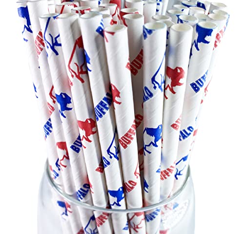 Roc Paper Straws Buffalo Sports Biodegradable Paper Straws 300 Count Unwrapped