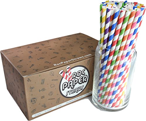 Roc Paper Straws Buffalo Sports Biodegradable Paper Straws 300 Count Unwrapped