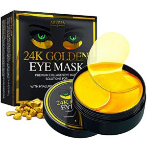 under eye mask for dark circles and puffiness, eye bags, wrinkles, 24k gold under eye patches for puffy eyes with collagen – skincare eye patch treatment masks for women and men – under eye gel pads