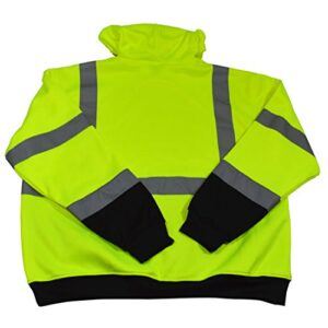 Petra Roc LBPUHSW-C3-2X High Visibility ANSI 107 Class 3 Pullover Fleece Hoodie Safety Jacket, XX-Large, Lime/Black