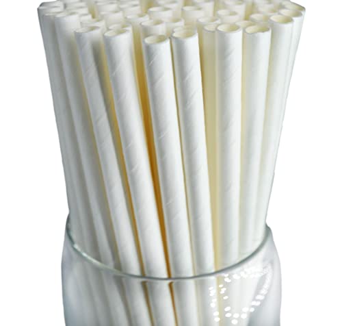 Roc Paper Straws Biodegradable White Paper Straws, Unwrapped (300)