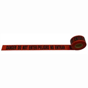 petra roc btbl-danger barricade tape 2 mil 3″ x 1000′ red/black printing, bilingual danger do not enter/peligro no entrar, red