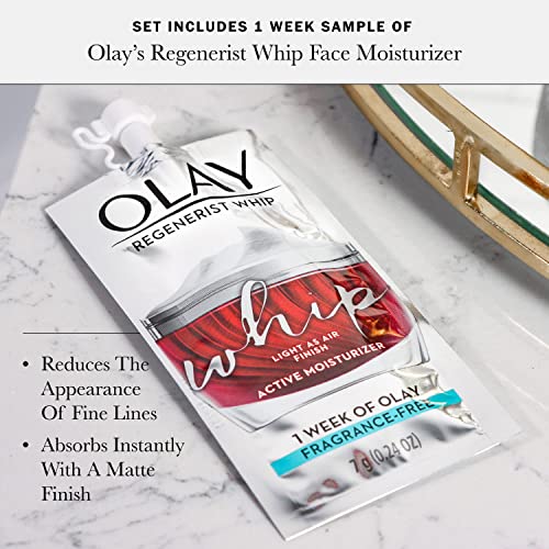 Olay Regenerist Collagen Peptide 24 MAX Hydrating , 1.7 oz + Whip Face Moisturizer Travel/Trial Size Gift Set