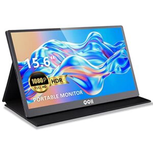 QQH Portable Monitor, 15.6" Portable Computer Monitor HDMI 1080P FHD USB C Laptop Monitor Display IPS Second Screen, Gaming Monitor with Smart Cover, External Dual Monitor for Phone PC MAC PS4 Xbox