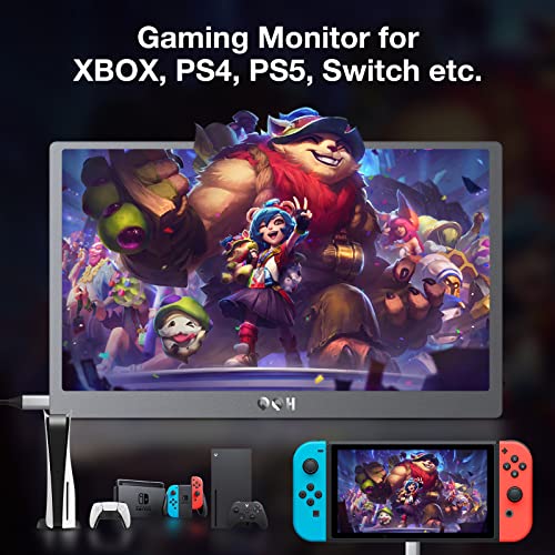 QQH Portable Monitor, 15.6" Portable Computer Monitor HDMI 1080P FHD USB C Laptop Monitor Display IPS Second Screen, Gaming Monitor with Smart Cover, External Dual Monitor for Phone PC MAC PS4 Xbox