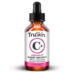 truskin vitamin c-plus super serum, anti aging anti-wrinkle facial serum with niacinamide, retinol, hyaluronic acid, and salicylic acid, 1 oz