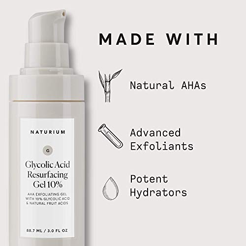 Naturium Glycolic Acid Resurfacing Gel 10%, AHA Exfoliating Gel with Natural Fruit Acids, 3.3 oz