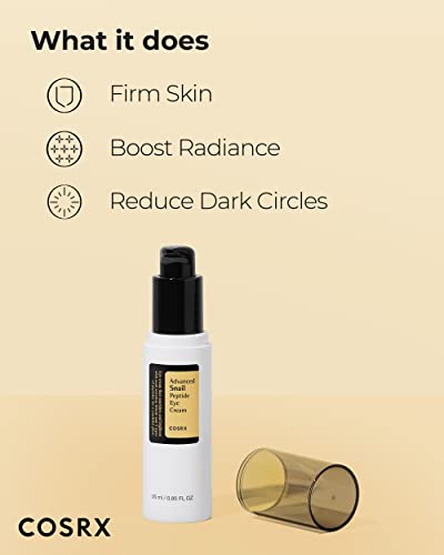 COSRX Advanced Snail Peptide Eye Cream with 73.7% Snail Mucin + 2% Niacinamide, 0.85 fl.oz / 25ml | Brightening Night Cream for Fine Lines & Dark Circles, Korean Skin Care, Not Tested on Animals