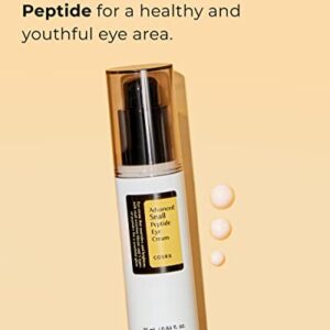 COSRX Advanced Snail Peptide Eye Cream with 73.7% Snail Mucin + 2% Niacinamide, 0.85 fl.oz / 25ml | Brightening Night Cream for Fine Lines & Dark Circles, Korean Skin Care, Not Tested on Animals