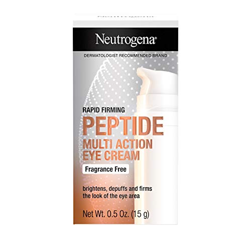 Neutrogena Rapid Firming Peptide Multi Action Depuffing & Brightening Eye Cream, Hydrating & Fragrance-Free Eye Firming Cream to visibly Reduce Fine Lines & Puffiness, 0.5 fl. oz