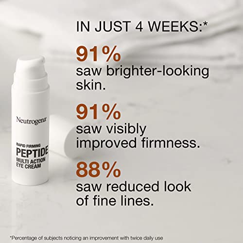 Neutrogena Rapid Firming Peptide Multi Action Depuffing & Brightening Eye Cream, Hydrating & Fragrance-Free Eye Firming Cream to visibly Reduce Fine Lines & Puffiness, 0.5 fl. oz