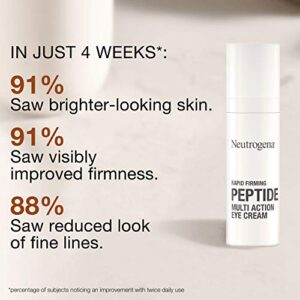 Neutrogena Rapid Firming Peptide Multi Action Depuffing & Brightening Eye Cream, Hydrating & Fragrance-Free Eye Firming Cream to visibly Reduce Fine Lines & Puffiness, 0.5 fl. oz