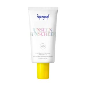 supergoop! unseen sunscreen – spf 40-1.7 fl oz – invisible, broad spectrum face sunscreen – weightless, scentless, and oil free – for all skin types and skin tones