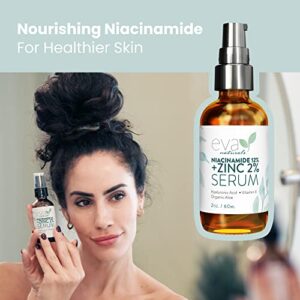 12% Niacinamide Serum for Face + 2% Zinc and Hyaluronic Acid for Smooth, Bright & Youthful Skin - Pore Minimizer, Reduce Oil, Treat Dark Spots, Improve Uneven Skin Tone & Texture, Reduces Fine Lines & Wrinkles (2 oz)