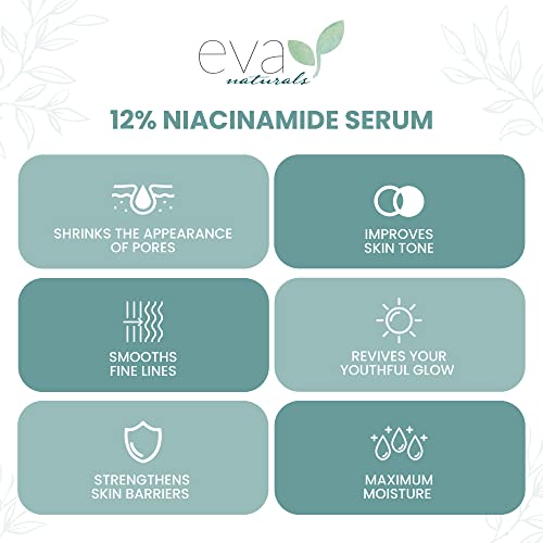 12% Niacinamide Serum for Face + 2% Zinc and Hyaluronic Acid for Smooth, Bright & Youthful Skin - Pore Minimizer, Reduce Oil, Treat Dark Spots, Improve Uneven Skin Tone & Texture, Reduces Fine Lines & Wrinkles (2 oz)