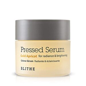 blithe pressed serum gold apricot korean face moisturizer – creamy niacinamide serum for natural glow & radiance, freckle remover & skin brightening cream for face 0.74 fl oz