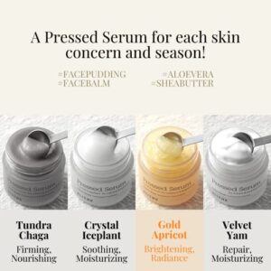 Blithe Pressed Serum Gold Apricot Korean Face Moisturizer - Creamy Niacinamide Serum for Natural Glow & Radiance, Freckle Remover & Skin Brightening Cream for Face 0.74 Fl Oz