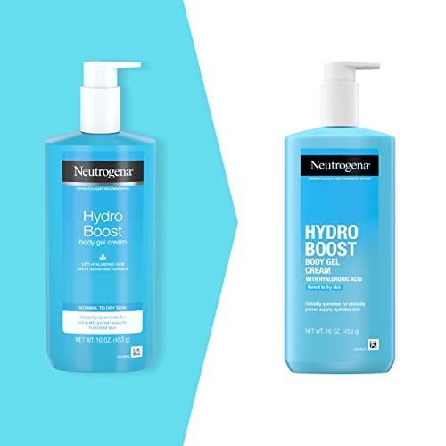 Neutrogena Hydro Boost Body Moisturizing Gel Cream with Hyaluronic Acid, Non-Greasy & Fast Absorbing, Lightweight Hydrating Body Lotion for Normal to Dry Skin, Paraben- & Dye-Free, 16 oz