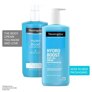 Neutrogena Hydro Boost Body Moisturizing Gel Cream with Hyaluronic Acid, Non-Greasy & Fast Absorbing, Lightweight Hydrating Body Lotion for Normal to Dry Skin, Paraben- & Dye-Free, 16 oz