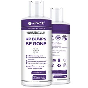 airroye kp bump eraser, keratosis pilaris, kp bumps be gone hydrating cream, moisturizing cream for rough and bumpy dry skin for body, 4 oz