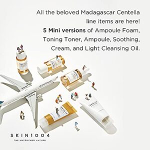 SKIN1004 Madagascar Centella Travel Kit | Toner, Ampoule, Soothing Cream, Cleansing Oil, Ampoule Foam | Basic Skincare Box | Compact Size | Soothing Calming