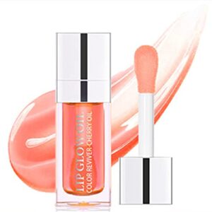 maepeor hydrating lip oil 5 colors moisturizing glossy lip glow oil not greasy long-lasting lip balm for nourishing repairing and softening lip with big brush head (colors 01)