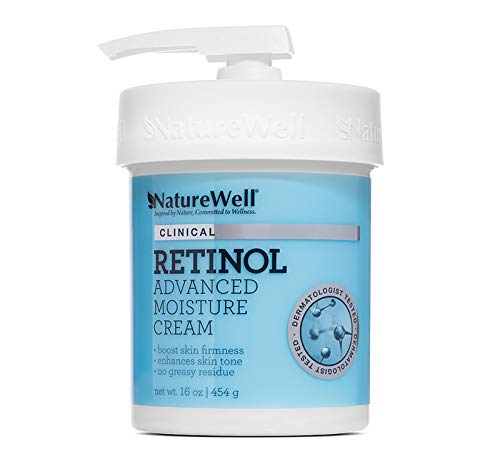 NATURE WELL Clinical Retinol Advanced Moisture Cream for Face, Body, & Hands, Boosts Skin Firmness, Enhances Skin Tone, No Greasy Residue, Includes Pump, 16 Oz