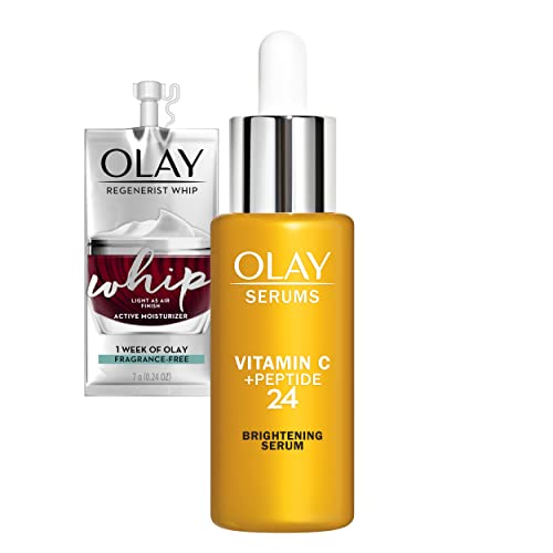 Olay Vitamin C + Peptide 24 Brightening Face Serum + Whip Moisturizer Travel/Trial Size Gift Set