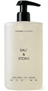 salt & stone antioxidant-rich body wash | hydrating gel cleanser | clean, nourish & soften skin | made with niacinamide & hyaluronic acid | free from parabens, sulfates & pthalates (15.2 oz)