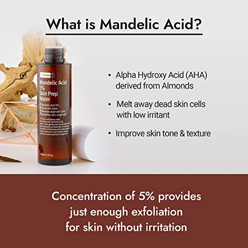 [BY WISHTREND] Mandelic acid 5% Skin prep water, Gentle skin exfoliator for face, Aha Bha toner, Essence, Ideal for sensitive skin | Helping clogged pores and pigmentation (4.1 Fl Oz (Pack of 1))