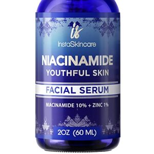 double sized (2oz) niacinamide serum for face 10% with zinc 1% vitamin b3 facial serum brightening serum for acne pore minimizer and dark spot remover