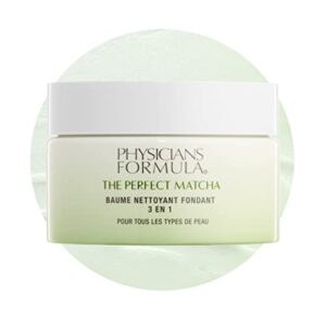 physicians formula face cleansing balm the perfect matcha 3-in-1 makeup remover for eye, lip, or face, deeply cleanses pores and removes impurities, ultra nourishing soothing treatment