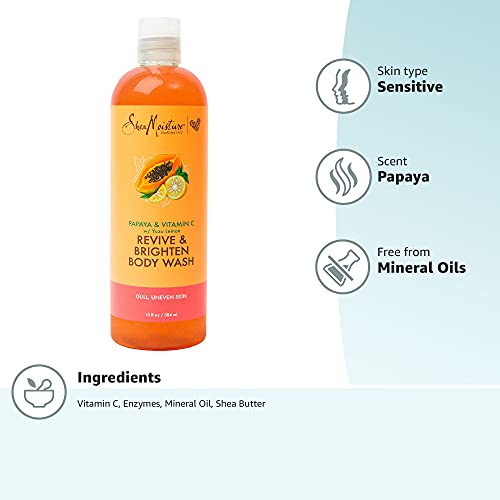 SheaMoisture Body Wash For Dull, Uneven Skin Papaya and Vitamin C Paraben Free Body Wash 13 Oz