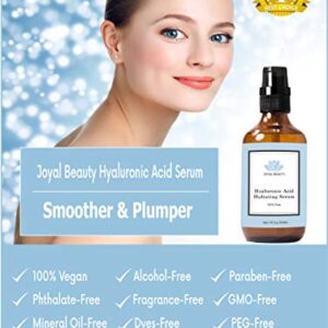 Hyaluronic Acid Serum for Face Skin Eyes Lips by Joyal Beauty. 100% Pure Best Anti-aging Hydrating Original Hyaluronan for Topical Use. Highest 4% Solution. Best Anti Wrinkle Smoother