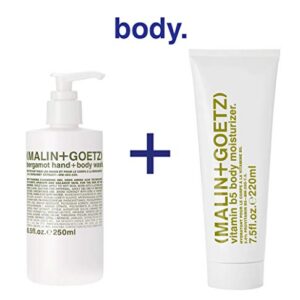 Malin + Goetz Essential Bergamot Hand + Body Wash—purifying, hydrating hand + body wash for men + women. for all skin types, even sensitive. No stripping or irritation. Cruelty-free + vegan 8.5 Fl oz