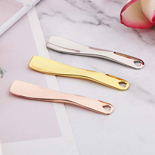 Teensery 3 Pcs Metal Cosmetic Spoon Spatulas Makeup Skin Care Facial Cream Mask Scoop Tool for Home Salon (Gold, Silver, Rose Gold)