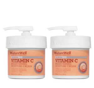nature well vitamin c brightening moisture cream for face, body, & hands, visibly enhances skin tone, helps improve overall texture & provides lasting hydration (vitamin c 1.0 2-pack)